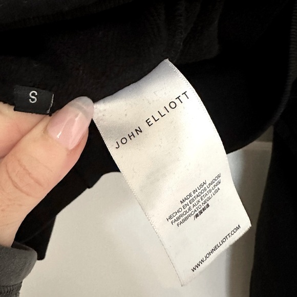 John Elliott Black Oversized Cropped Hoodie Sweatshirt, 1/Small pullover cotton - Picture 8 of 12